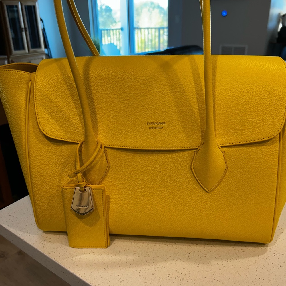 NWOT! Last day 10/18 Real Offers Welcome! Ferragamo East West XL Tote in Yellow!